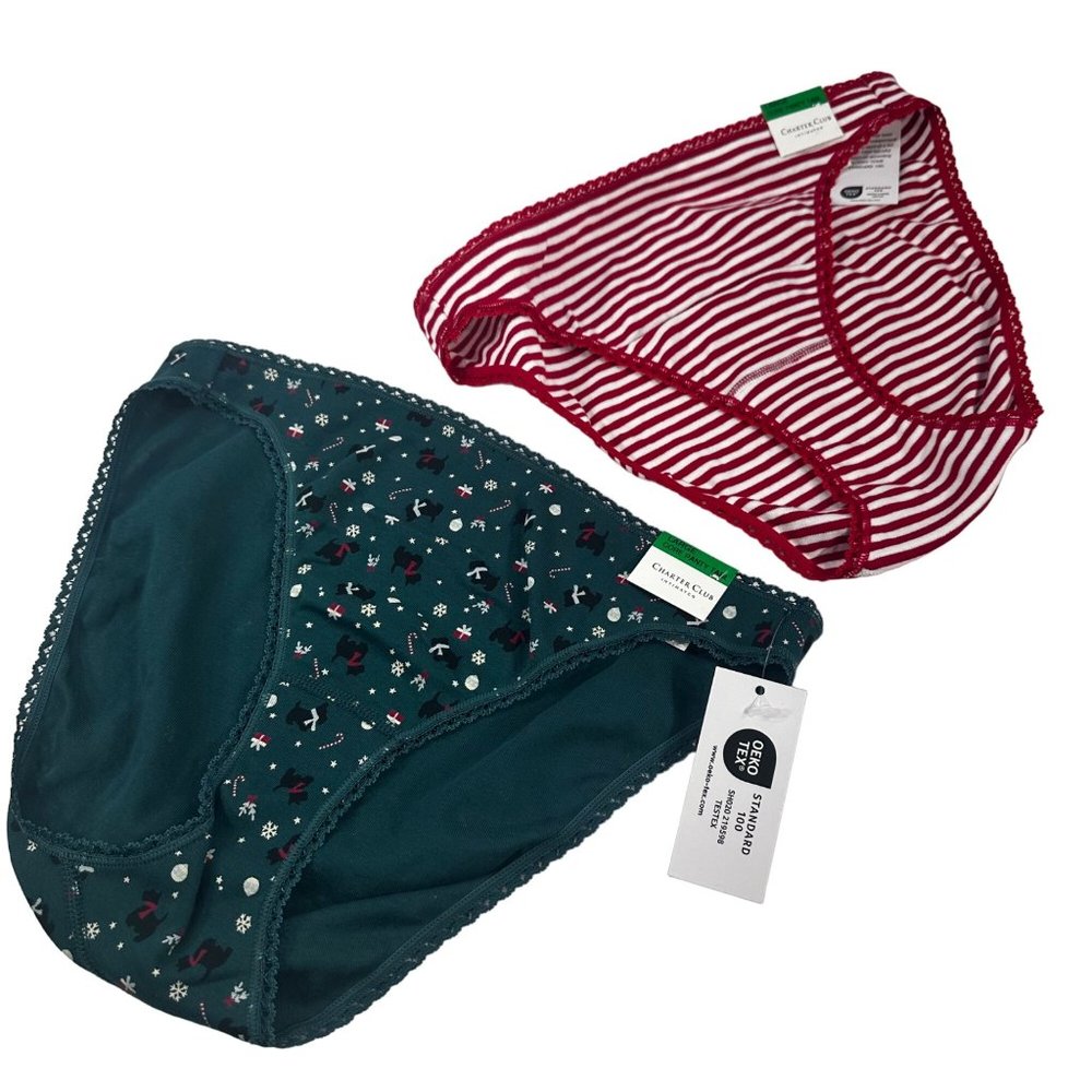 Lot Of Two Charter Club Intimates Women's Size Large Panty Brief Hi Cut New